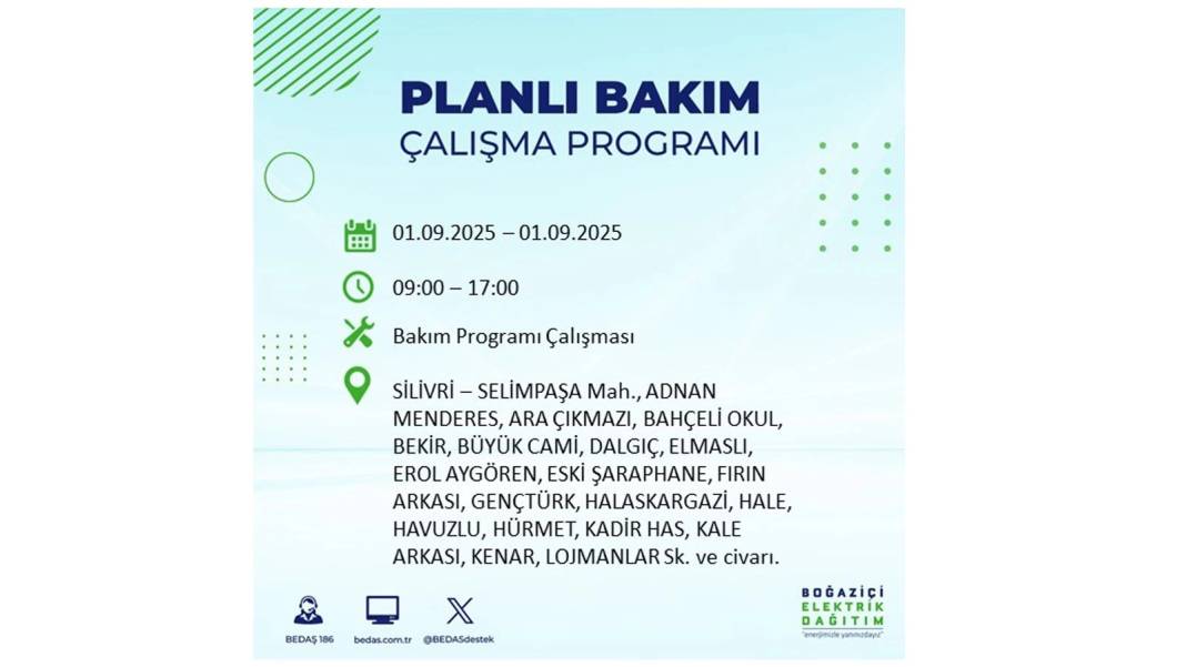 O ilçelerde saatlerce elektrik olmayacak: BEDAŞ 1 Eylül Pazartesi elektrik kesintisi yaşayacak ilçeleri sıraladı 14
