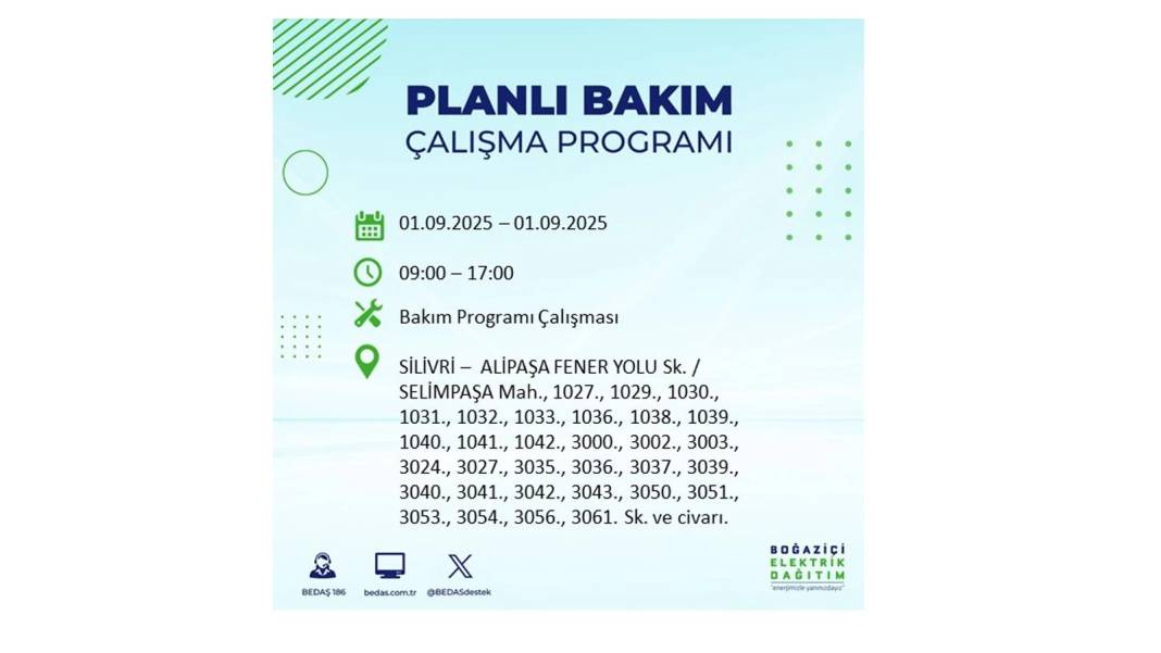 O ilçelerde saatlerce elektrik olmayacak: BEDAŞ 1 Eylül Pazartesi elektrik kesintisi yaşayacak ilçeleri sıraladı 13