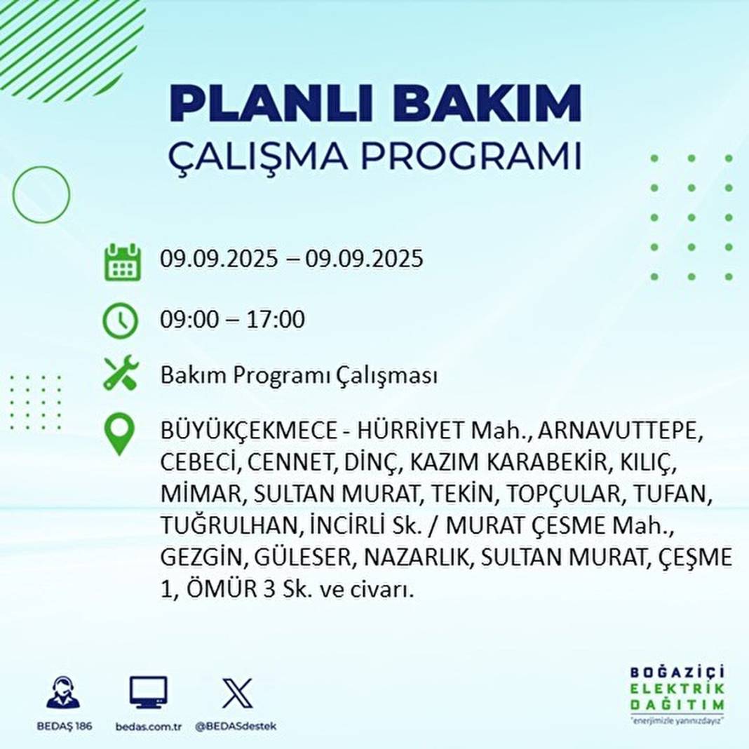 O ilçelerde elektrik olmayacak: BEDAŞ 9 Eylül Salı günü elektrik kesintisi yaşayacak ilçeleri sıraladı! 51