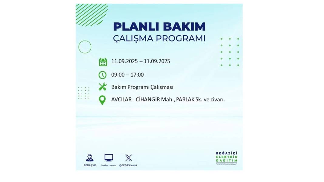 Elektrikler saatlerce olmayacak: BEDAŞ 11 Eylül Perşembe günü elektrik kesintisi yaşayacak ilçeleri sıraladı 44