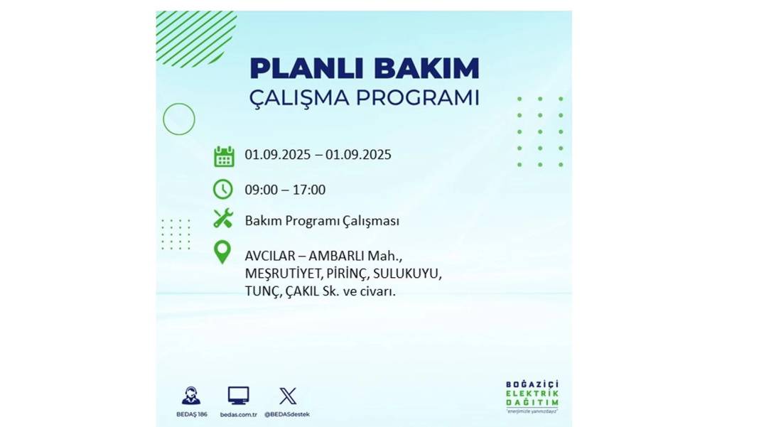 O ilçelerde saatlerce elektrik olmayacak: BEDAŞ 1 Eylül Pazartesi elektrik kesintisi yaşayacak ilçeleri sıraladı 73