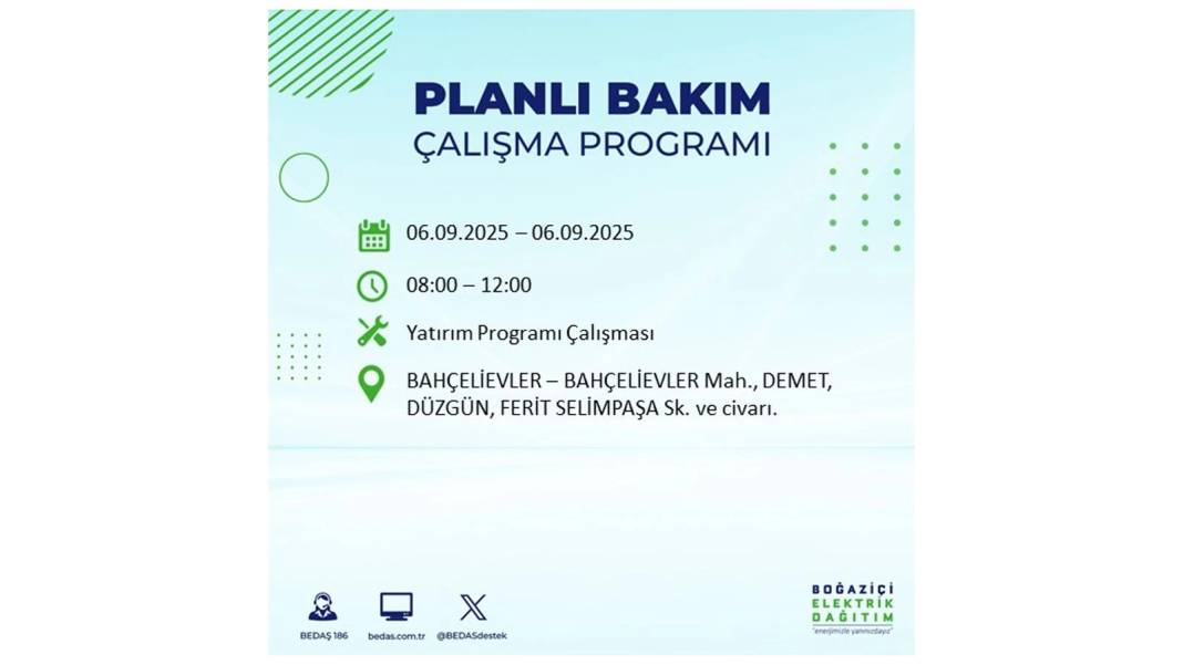 O ilçelerde elektrik olmayacak: BEDAŞ 6 Eylül Cumartesi elektrik kesintisi yaşayacak ilçeleri sıraladı! 22