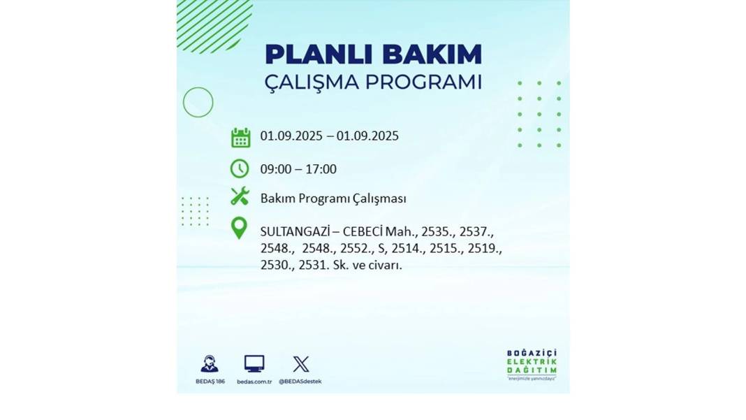 O ilçelerde saatlerce elektrik olmayacak: BEDAŞ 1 Eylül Pazartesi elektrik kesintisi yaşayacak ilçeleri sıraladı 12