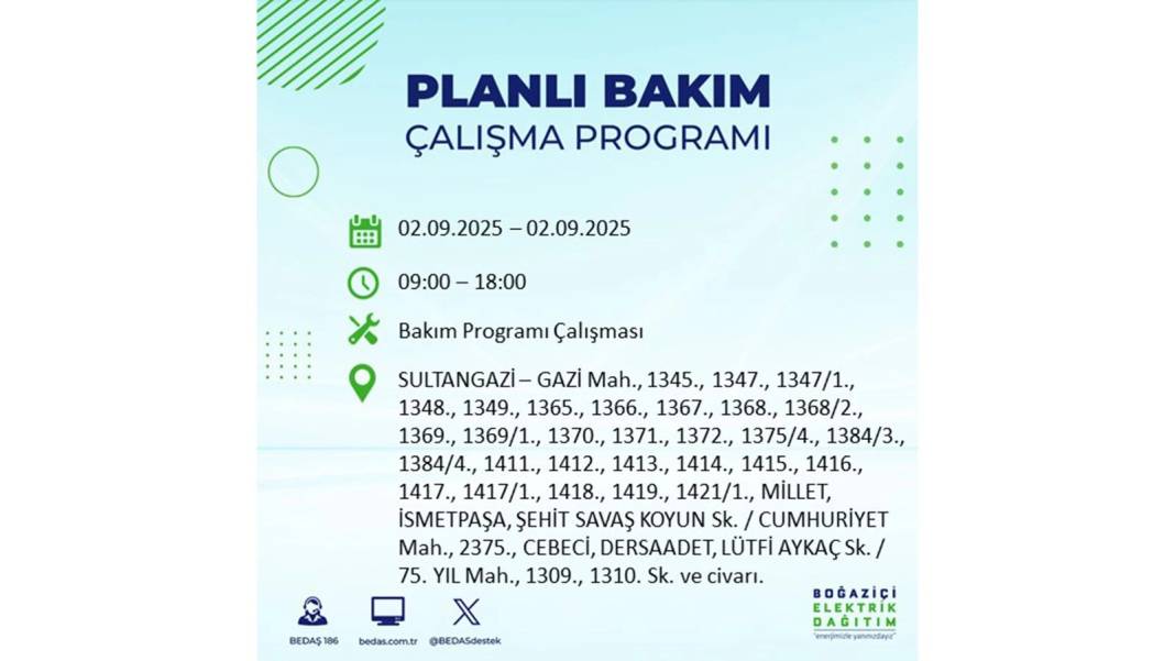 Büyük elektrik kesintisi yaşanacak: BEDAŞ 2 Eylül Salı elektrik kesintisi yaşayacak ilçeleri sıraladı 12