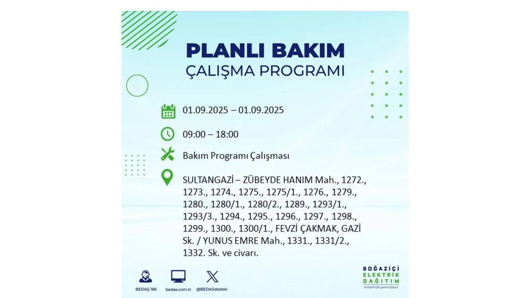 O ilçelerde saatlerce elektrik olmayacak: BEDAŞ 1 Eylül Pazartesi elektrik kesintisi yaşayacak ilçeleri sıraladı 8