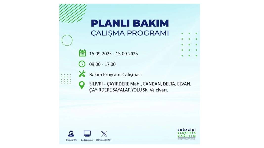 Büyük elektrik kesintisi yaşanacak: BEDAŞ 15 Eylül Pazartesi günü elektrik kesintisi yaşayacak ilçeleri sıraladı! 29
