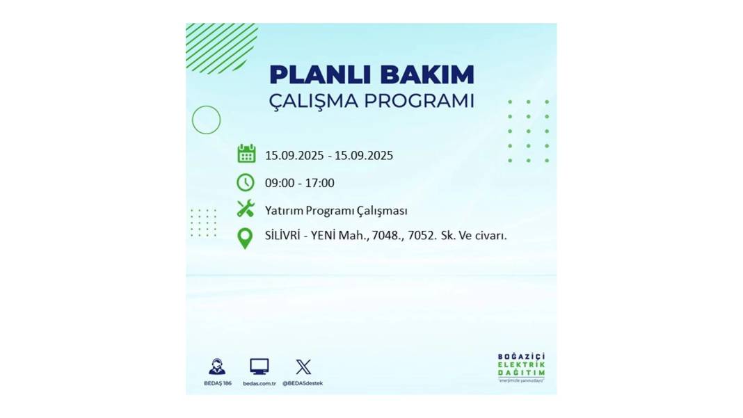 Büyük elektrik kesintisi yaşanacak: BEDAŞ 15 Eylül Pazartesi günü elektrik kesintisi yaşayacak ilçeleri sıraladı! 30