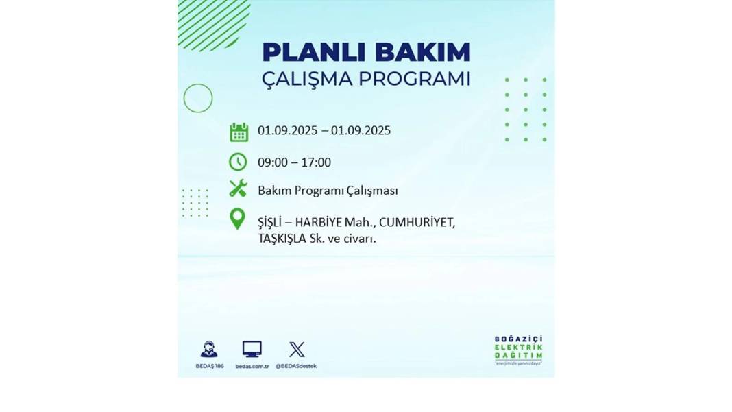 O ilçelerde saatlerce elektrik olmayacak: BEDAŞ 1 Eylül Pazartesi elektrik kesintisi yaşayacak ilçeleri sıraladı 6