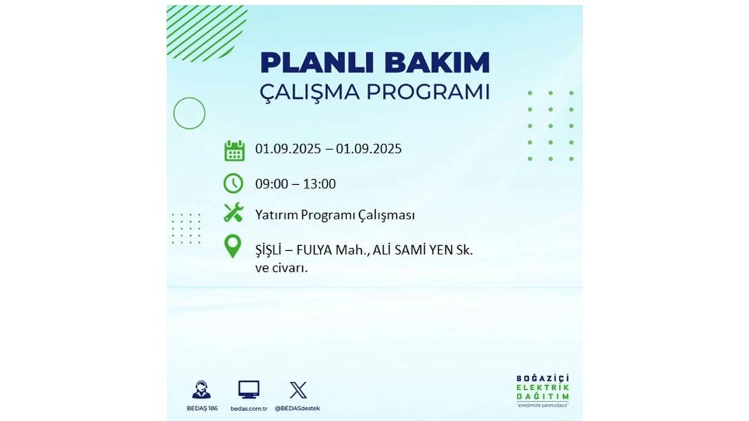 O ilçelerde saatlerce elektrik olmayacak: BEDAŞ 1 Eylül Pazartesi elektrik kesintisi yaşayacak ilçeleri sıraladı 3