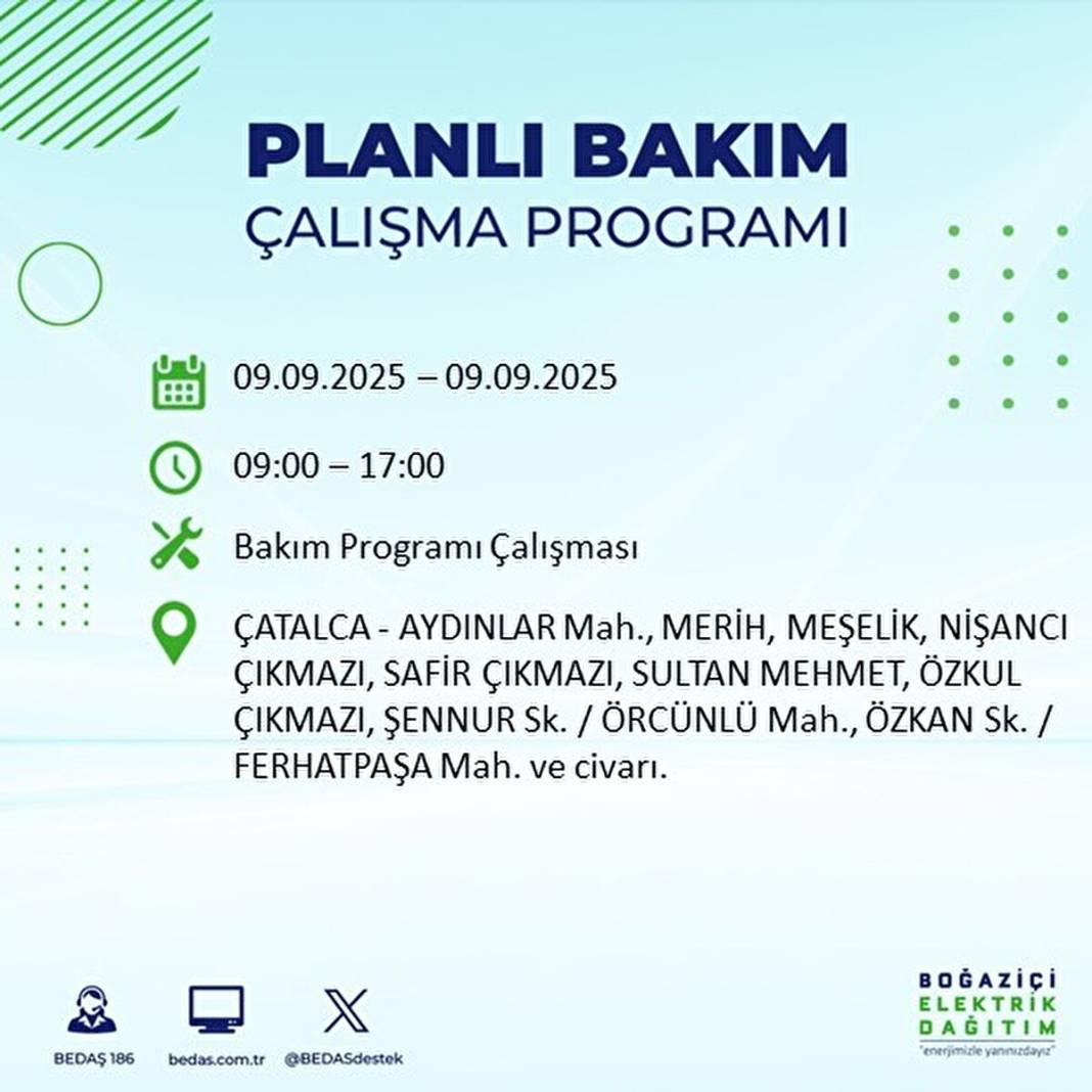 O ilçelerde elektrik olmayacak: BEDAŞ 9 Eylül Salı günü elektrik kesintisi yaşayacak ilçeleri sıraladı! 40