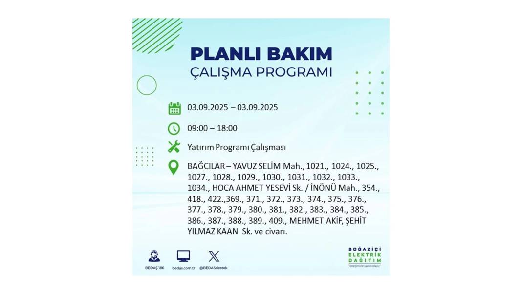 Saatlerce elektrik olmayacak: BEDAŞ 3 Eylül Çarşamba elektrik kesintisi yaşayacak ilçeleri sıraladı! 74