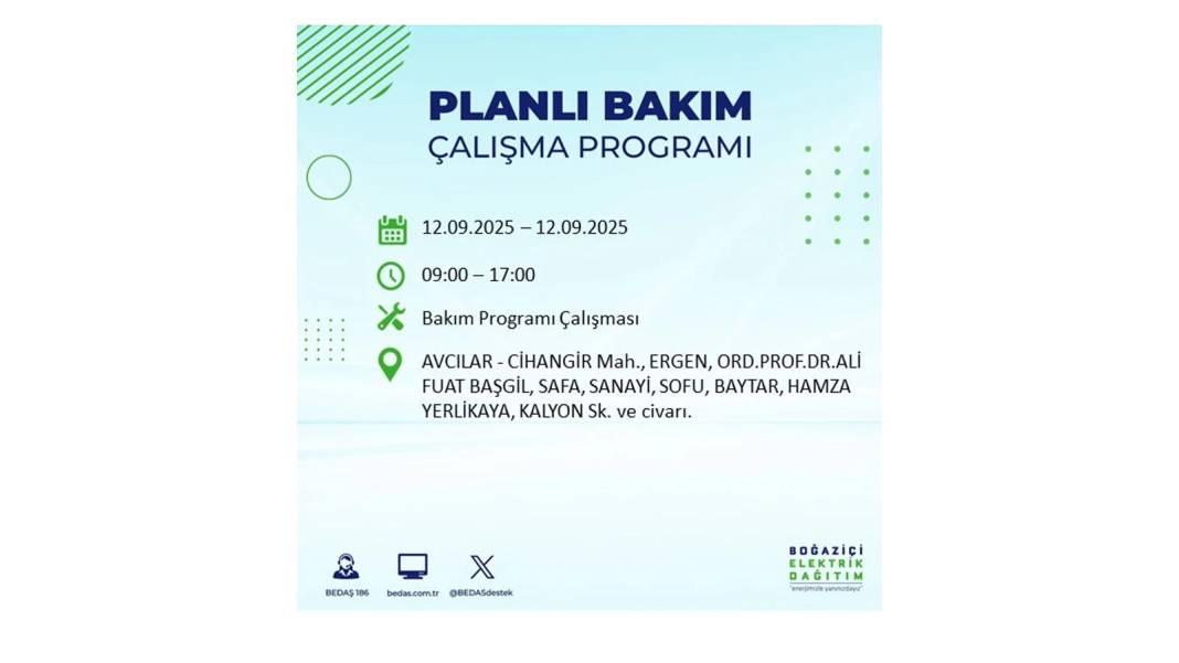 O ilçelerde saatlerce elektrik olmayacak: BEDAŞ 12 Eylül Cuma günü elektrik kesintisi yaşayacak ilçeleri sıraladı! 18