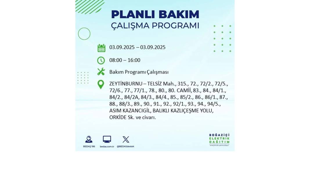 Saatlerce elektrik olmayacak: BEDAŞ 3 Eylül Çarşamba elektrik kesintisi yaşayacak ilçeleri sıraladı! 1