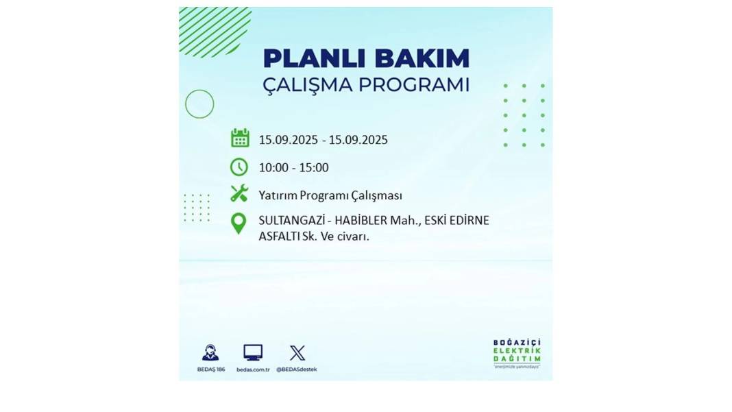 Büyük elektrik kesintisi yaşanacak: BEDAŞ 15 Eylül Pazartesi günü elektrik kesintisi yaşayacak ilçeleri sıraladı! 22