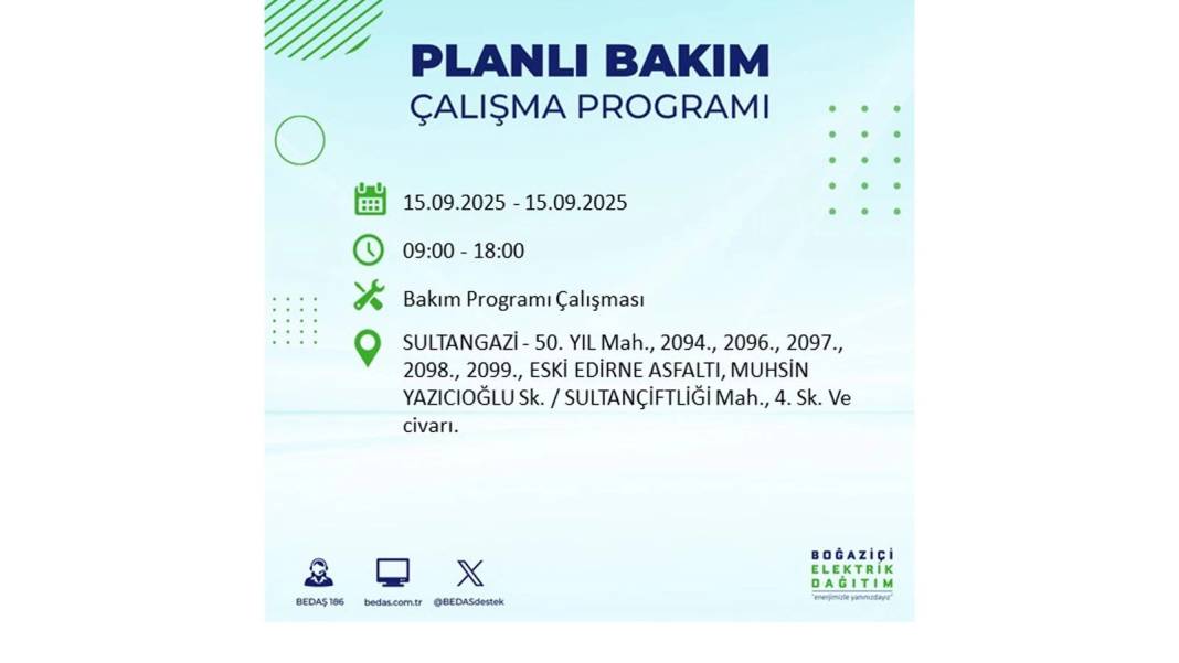 Büyük elektrik kesintisi yaşanacak: BEDAŞ 15 Eylül Pazartesi günü elektrik kesintisi yaşayacak ilçeleri sıraladı! 17