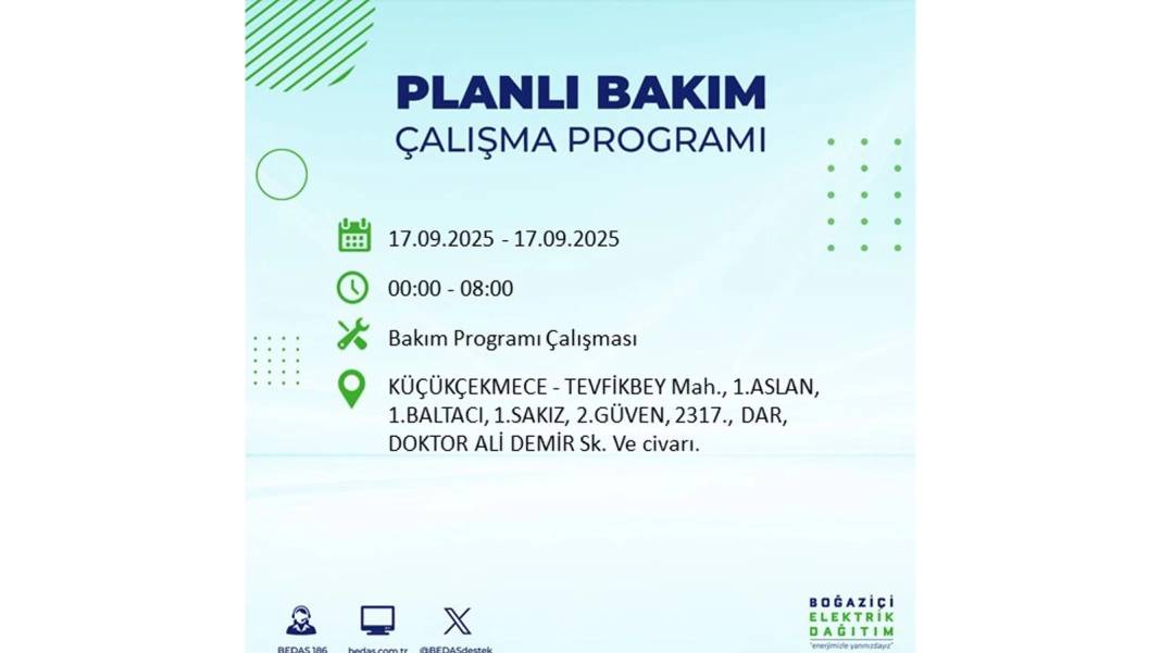 Büyük elektrik kesintisi yaşanacak: BEDAŞ 17 Eylül Çarşamba elektrik kesintisi yaşayacak ilçeleri sıraladı! 30