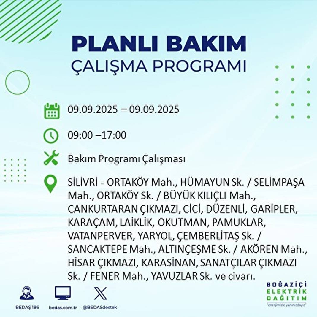 O ilçelerde elektrik olmayacak: BEDAŞ 9 Eylül Salı günü elektrik kesintisi yaşayacak ilçeleri sıraladı! 50