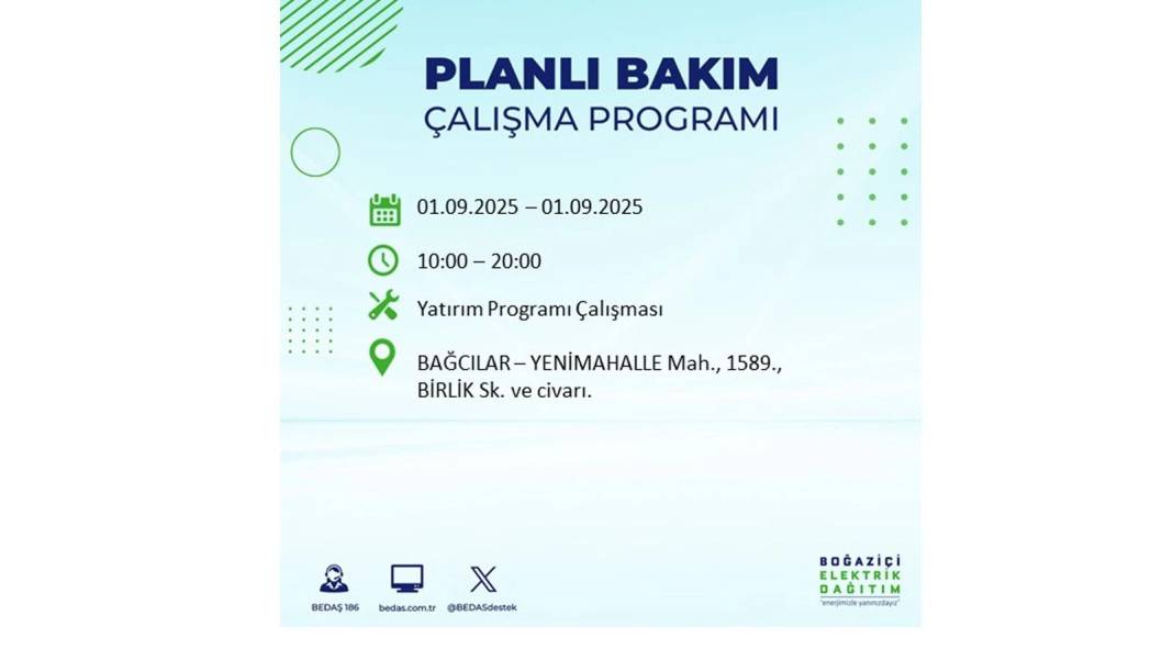 O ilçelerde saatlerce elektrik olmayacak: BEDAŞ 1 Eylül Pazartesi elektrik kesintisi yaşayacak ilçeleri sıraladı 70