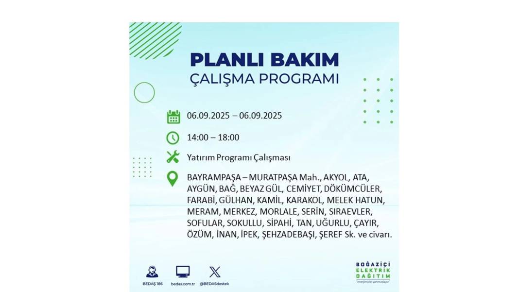 O ilçelerde elektrik olmayacak: BEDAŞ 6 Eylül Cumartesi elektrik kesintisi yaşayacak ilçeleri sıraladı! 19