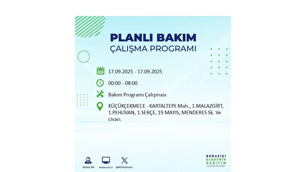 Büyük elektrik kesintisi yaşanacak: BEDAŞ 17 Eylül Çarşamba elektrik kesintisi yaşayacak ilçeleri sıraladı! 25