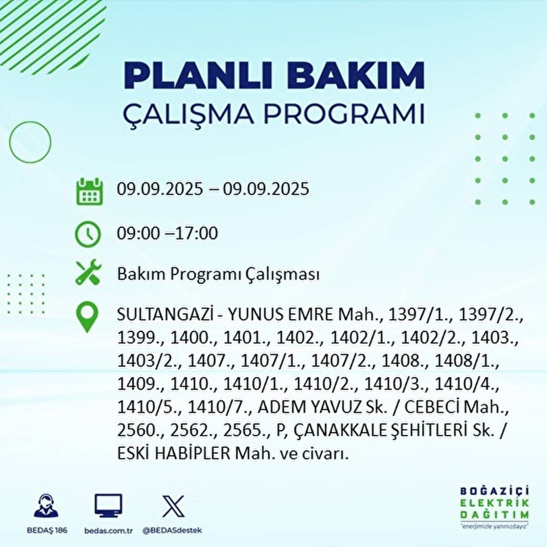 O ilçelerde elektrik olmayacak: BEDAŞ 9 Eylül Salı günü elektrik kesintisi yaşayacak ilçeleri sıraladı! 24