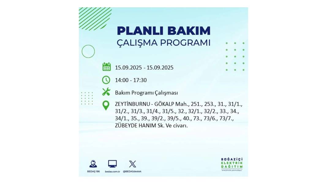 Büyük elektrik kesintisi yaşanacak: BEDAŞ 15 Eylül Pazartesi günü elektrik kesintisi yaşayacak ilçeleri sıraladı! 10