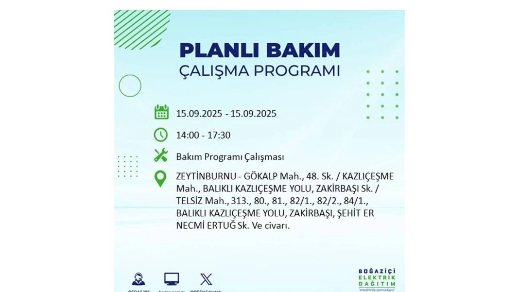 Büyük elektrik kesintisi yaşanacak: BEDAŞ 15 Eylül Pazartesi günü elektrik kesintisi yaşayacak ilçeleri sıraladı! 8
