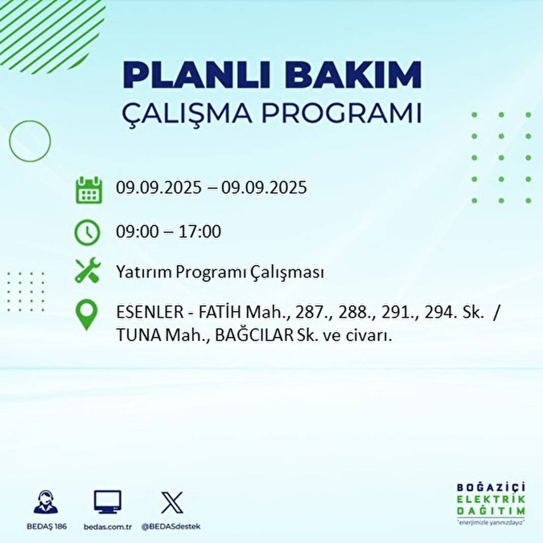 O ilçelerde elektrik olmayacak: BEDAŞ 9 Eylül Salı günü elektrik kesintisi yaşayacak ilçeleri sıraladı! 25