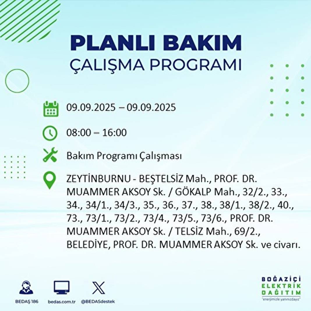 O ilçelerde elektrik olmayacak: BEDAŞ 9 Eylül Salı günü elektrik kesintisi yaşayacak ilçeleri sıraladı! 42