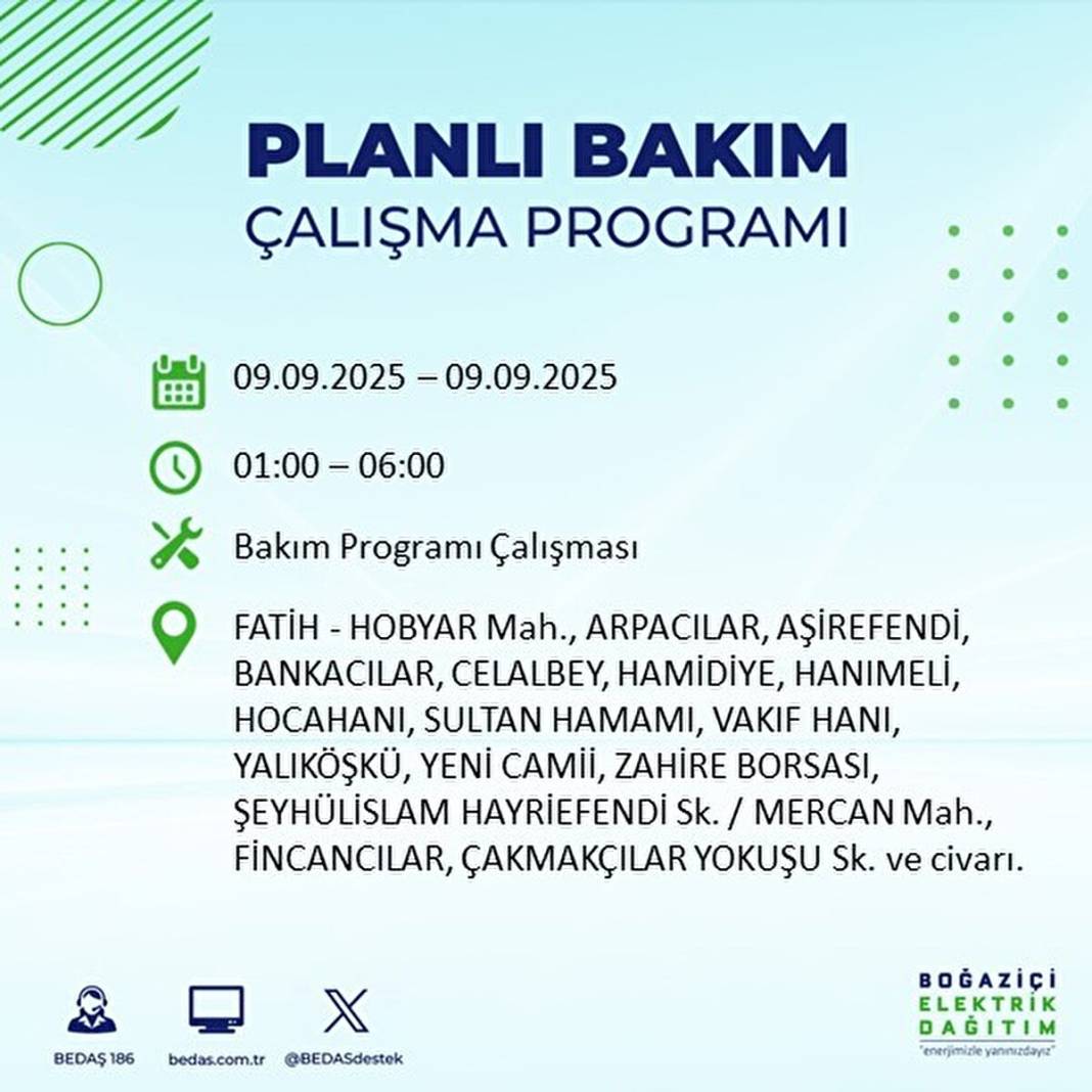 O ilçelerde elektrik olmayacak: BEDAŞ 9 Eylül Salı günü elektrik kesintisi yaşayacak ilçeleri sıraladı! 30