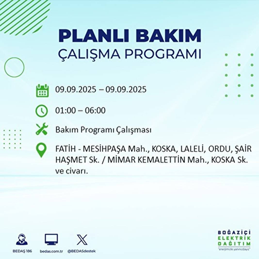 O ilçelerde elektrik olmayacak: BEDAŞ 9 Eylül Salı günü elektrik kesintisi yaşayacak ilçeleri sıraladı! 22