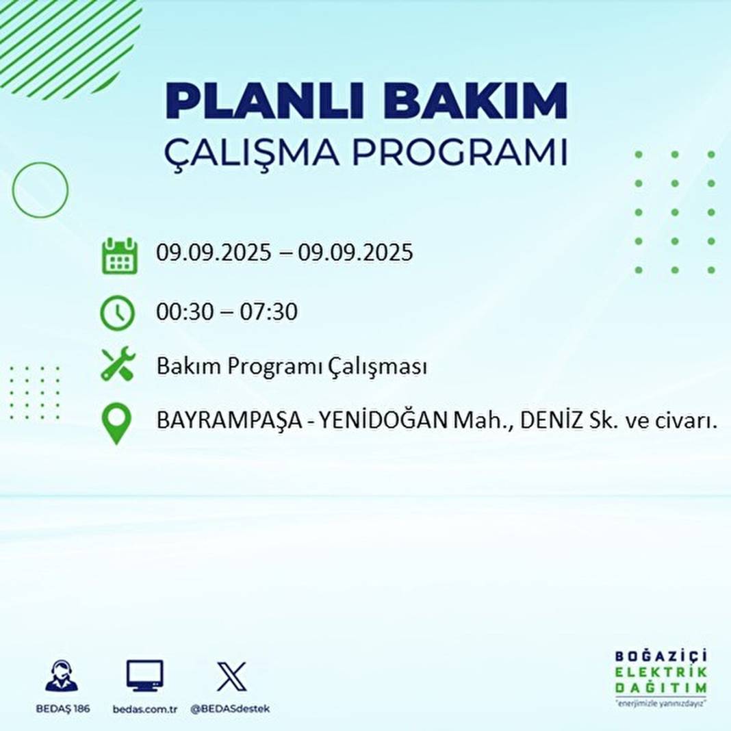 O ilçelerde elektrik olmayacak: BEDAŞ 9 Eylül Salı günü elektrik kesintisi yaşayacak ilçeleri sıraladı! 23