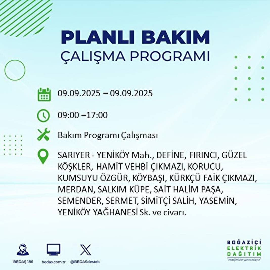 O ilçelerde elektrik olmayacak: BEDAŞ 9 Eylül Salı günü elektrik kesintisi yaşayacak ilçeleri sıraladı! 15
