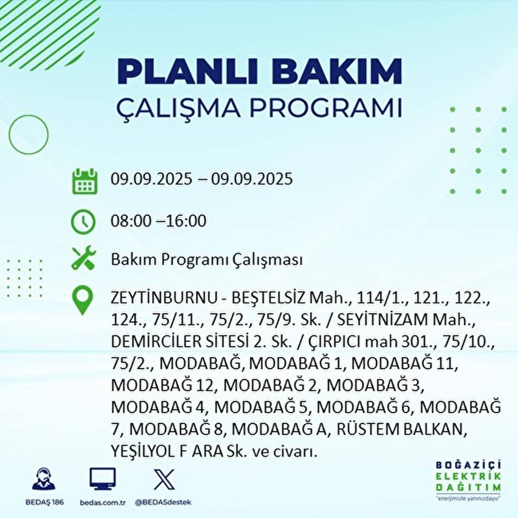 O ilçelerde elektrik olmayacak: BEDAŞ 9 Eylül Salı günü elektrik kesintisi yaşayacak ilçeleri sıraladı! 5