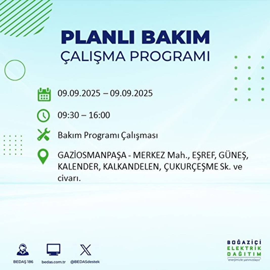 O ilçelerde elektrik olmayacak: BEDAŞ 9 Eylül Salı günü elektrik kesintisi yaşayacak ilçeleri sıraladı! 1