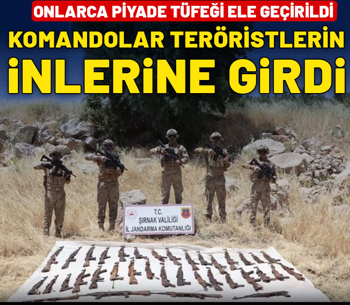 Komandolar teröristlerin inlerine girdi! Onlarca piyade tüfeği ele geçirildi