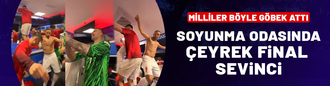 Soyunma odasında çeyrek final sevinci! Milliler böyle göbek attı