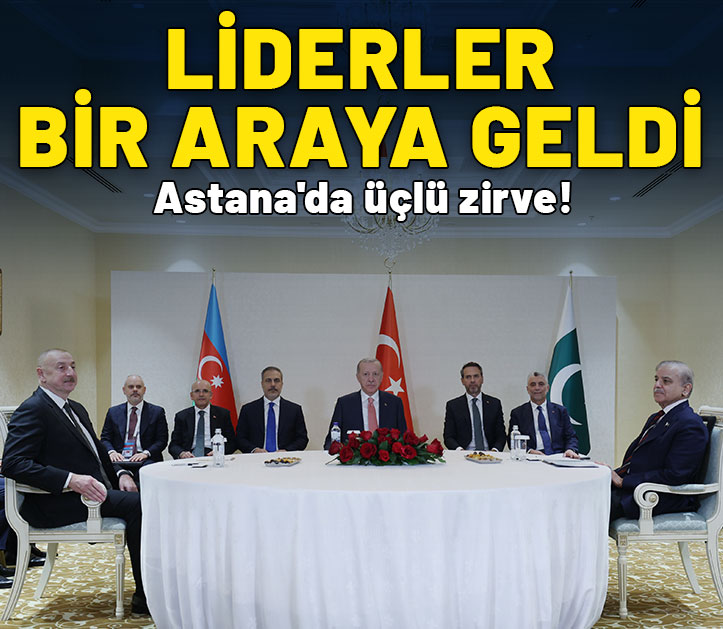 Astana'da üçlü zirve! Liderler bir araya geldi