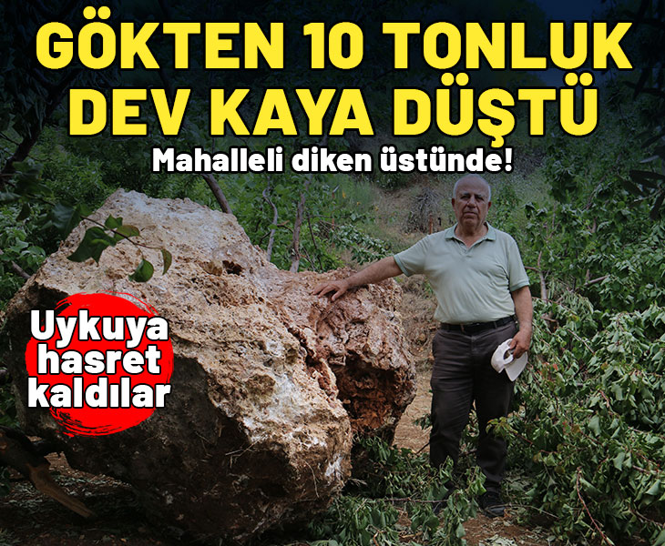 Kayısı topladıkları esnada taş ocağından 10 tonluk devasa kaya düştü