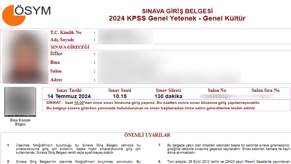 KPSS sınav giriş belgesi indir 2024: KPSS sınav giriş belgesi renkli olmak zorunda mı, siyah beyaz olur mu, nereden alınır? ÖSYM sınav giriş yeri sorgulama ekranı