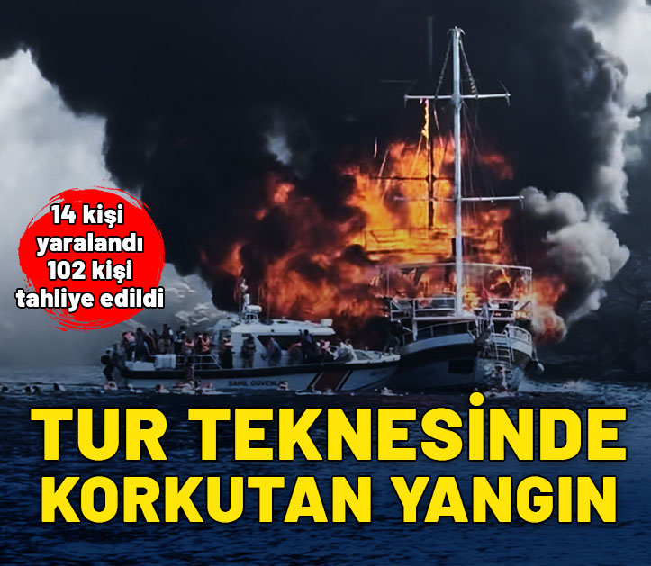 Ahşap tur teknesinde korkutan yangın: 14 kişi yaralandı