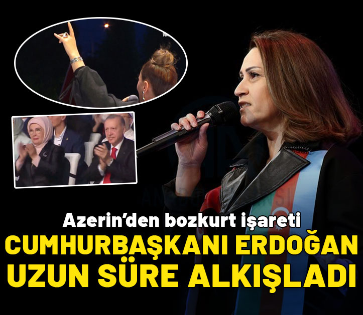 Azerin şarkının sonunda bozkurt işareti yaptı: Cumhurbaşkanı Erdoğan uzun süre alkışladı