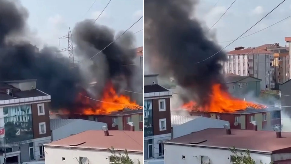 İstanbul'da korku dolu anlar! Bir evin çatısı alevlere teslim oldu