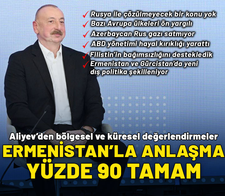 Aliyev'den bölgesel ve küresel değerlendirmeler: Ermenistan'la anlaşma yüzde 90 tamam