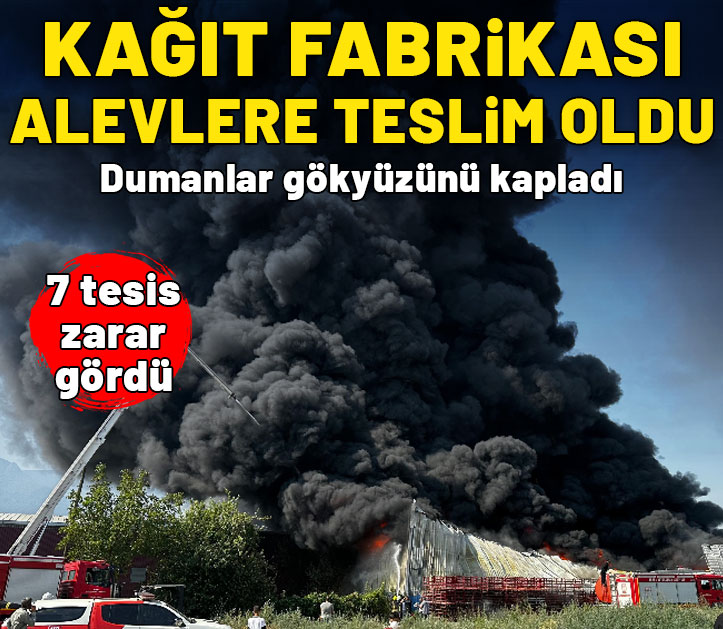 Bursa'da kağıt fabrikasında korkutan yangın! Dumanlar gökyüzünü kapladı