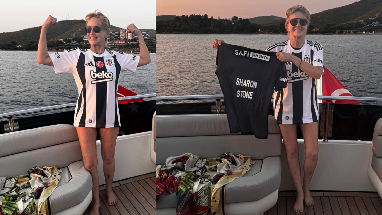 Hollywood yıldızı Sharon Stone, Beşiktaş formasıyla poz verdi