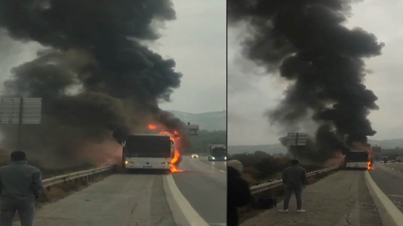 Hareket halindeki yolcu otobüsü bir anda alevler içerisinde kaldı: Faciadan dönüldü