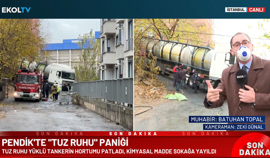 Pendik'te tuz ruhu paniği! Tankerin hortumu patladı, kimyasal madde sokağa yayıldı!