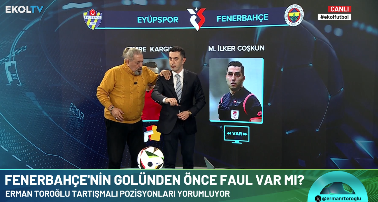 Fenerbahçe’nin golünde faul var mı? Erman Toroğlu uygulayarak anlattı