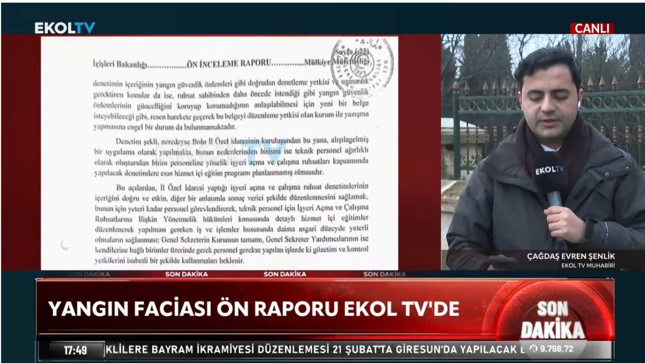 Bolu'daki yangın faciasının ön raporu Ekol TV'de!